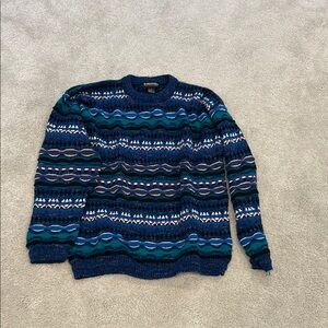 Women’s Blue, Green and Purple Patterned Vintage Expressions InternationaSweater